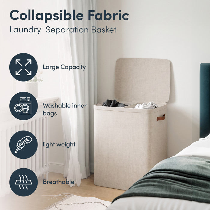 Collapsible Laundry Basket with Lid & Removable Liner