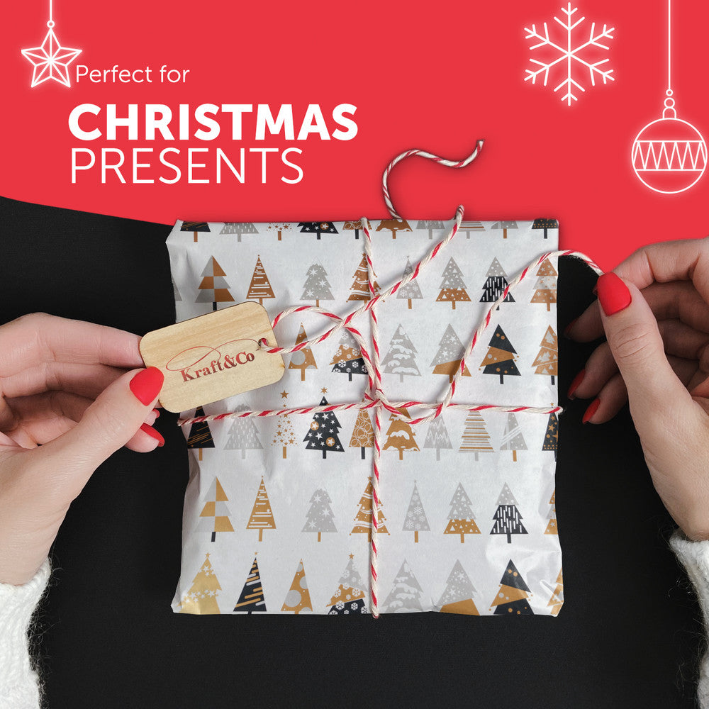 Kraft & Co 4 Pack 44cm x 5M of Gift Wrapping Paper, Quality Festive Designed Kraft Paper, Eco-Friendly, Recyclable Wrapping Paper Ideal for Gifts, Arts & Crafts (20M Total) – image 11