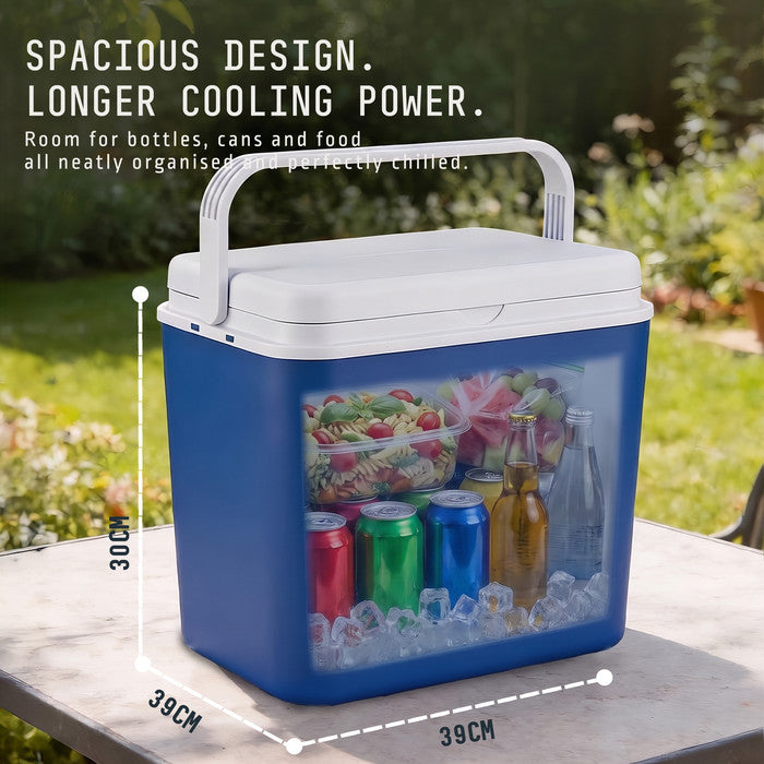 Spacious 30L insulated cool box, 39 x 39 x 30cm, for camping and picnics