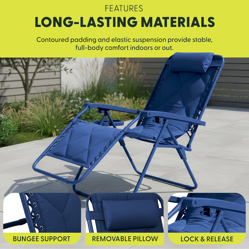 Luxurious Quilted Zero Gravity Chairs - Set of 2 XXL
