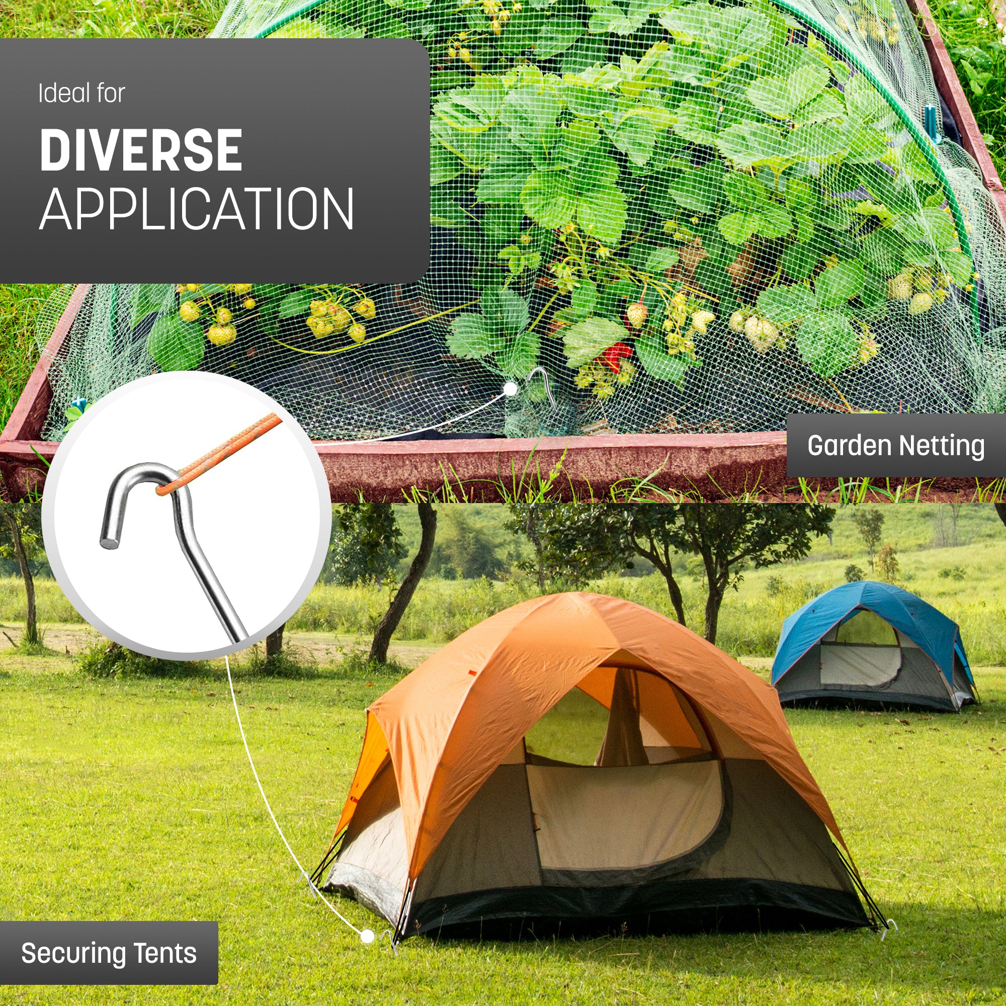 Rust Free Steel Tent Pegs - Weather-Resistant Camping & Outdoor Hooks