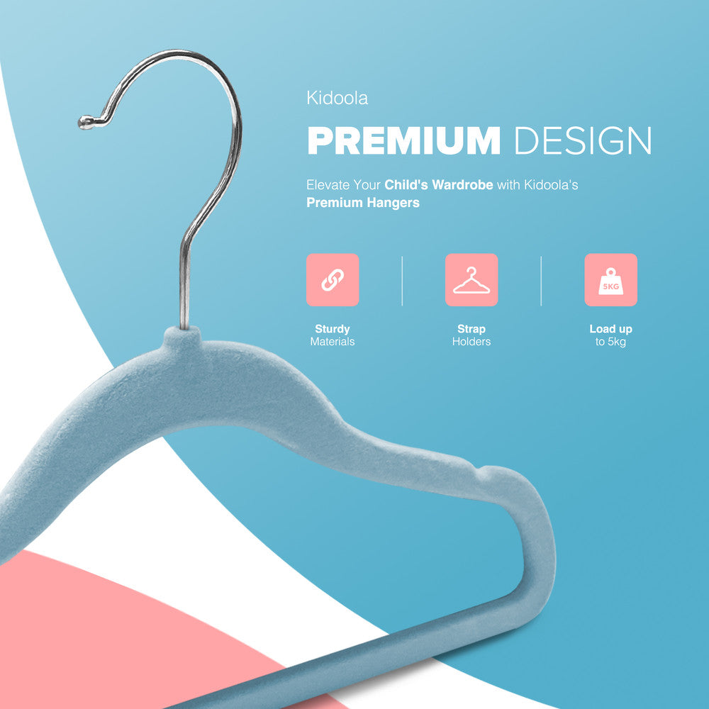 Kidoola 20 Velvet Baby Hangers, Nursery Coat Clothing Hangers for Babies, Infant, Toddlers and Kids, Unisex for Boys or Girls up to 24 Months – image 3