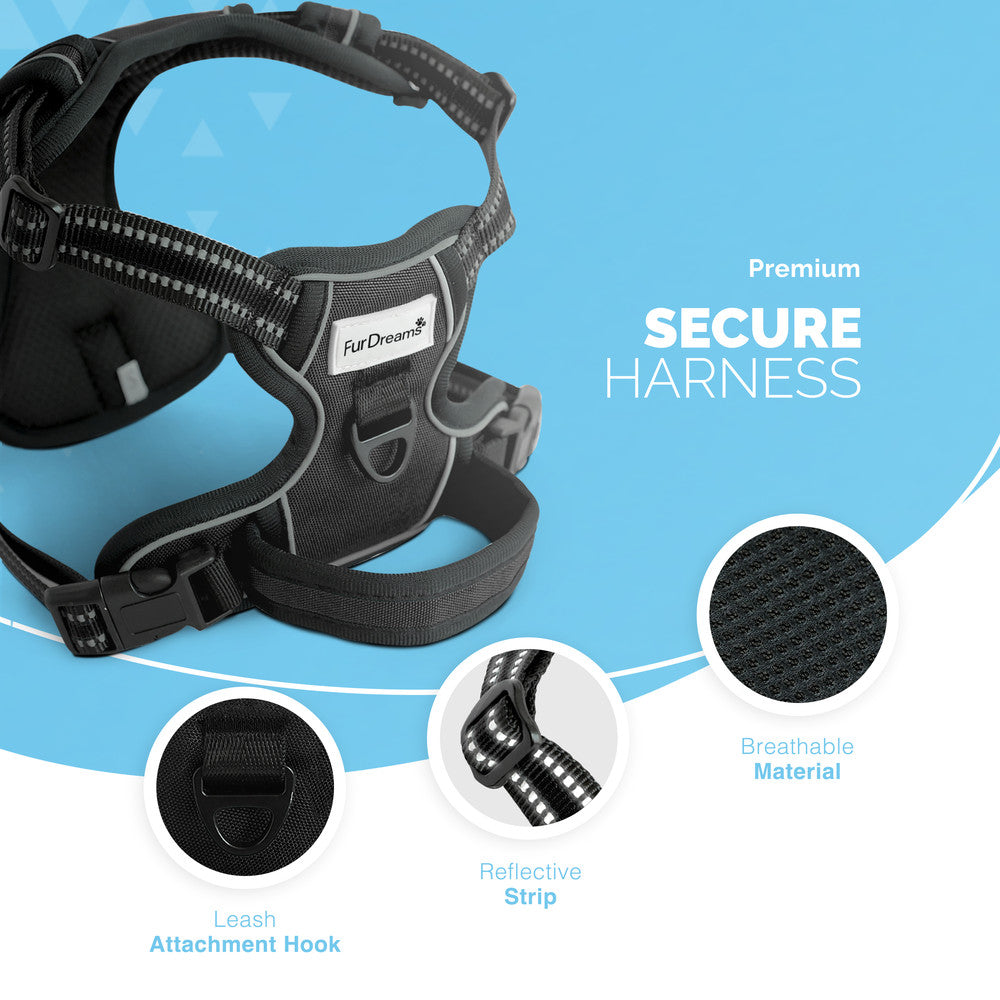 FurDreams Secure Padded Dog Harness – Comfortable No-Choke Vest with Reflective Strips, Non-Restrictive Fit, 4 Adjustable Straps, and Easy Clip-On Design – image 4