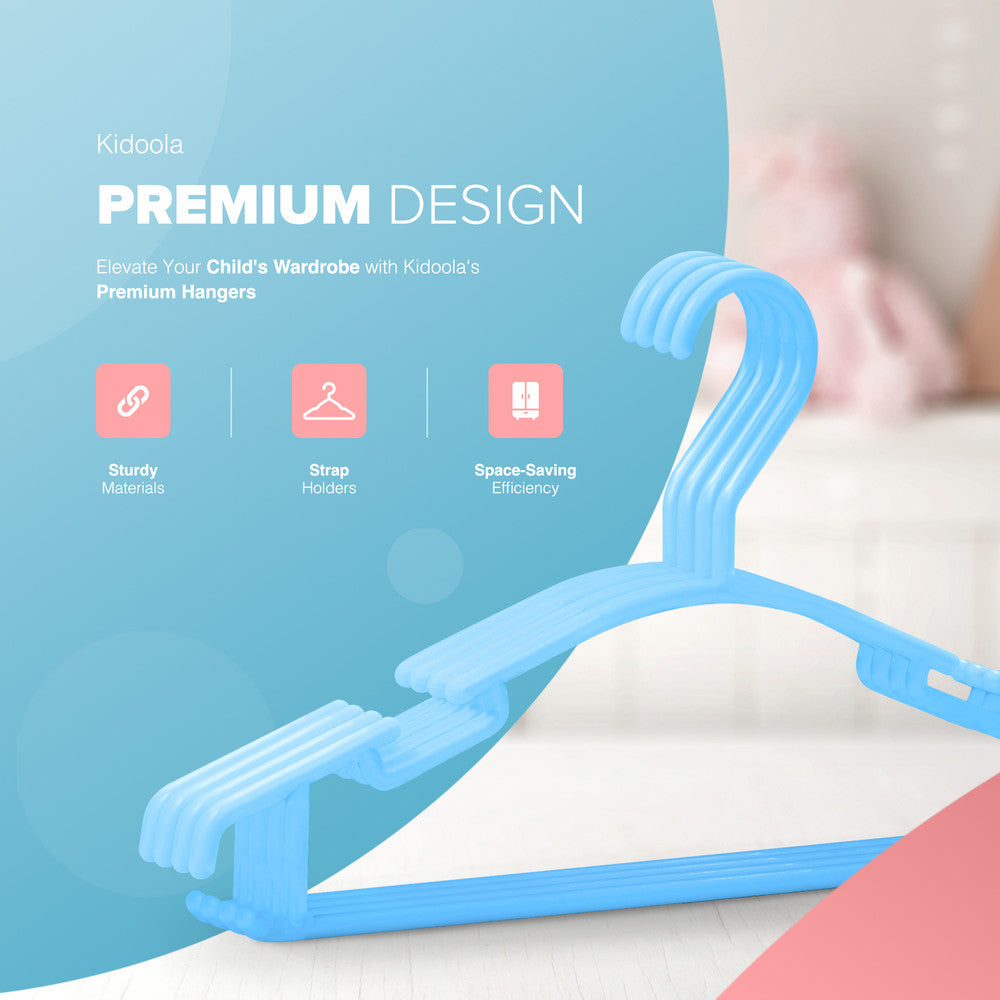 Kidoola 36 Pack Plastic Baby Hangers, Nonslip Nursery Coat Hangers, Space Saving Tubular Hangers, More Storage for Kids Children Clothes Dresses Unisex (27x15cm)