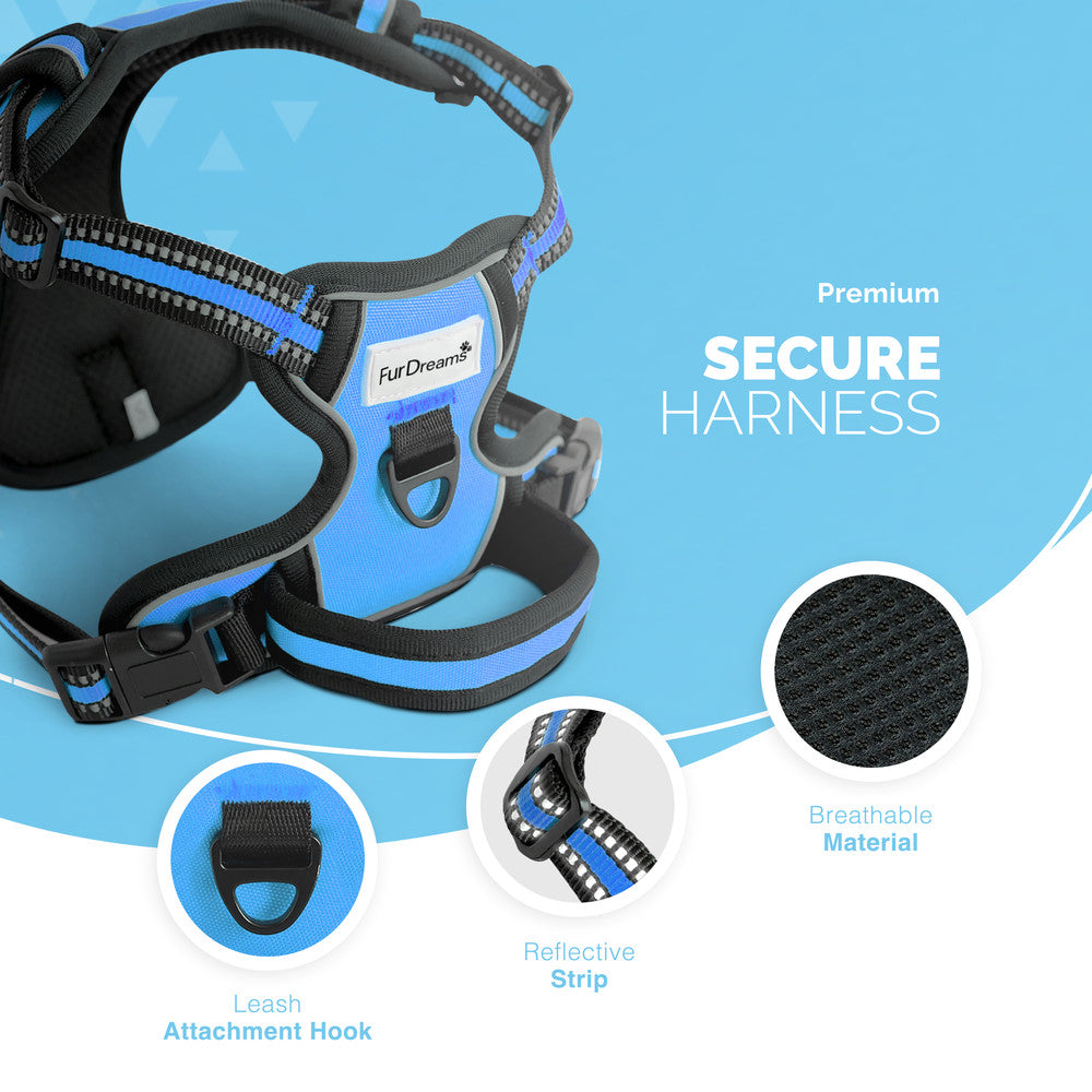 FurDreams Secure Padded Dog Harness – Comfortable No-Choke Vest with Reflective Strips, Non-Restrictive Fit, 4 Adjustable Straps, and Easy Clip-On Design – image 19