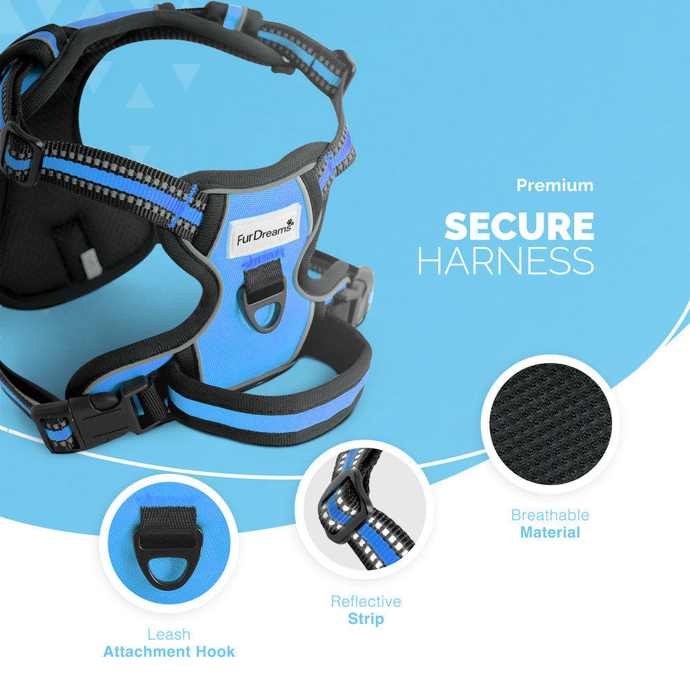FurDreams Secure Padded Dog Harness – Comfortable No-Choke Vest with Reflective Strips, Non-Restrictive Fit, 4 Adjustable Straps, and Easy Clip-On Design – image 18