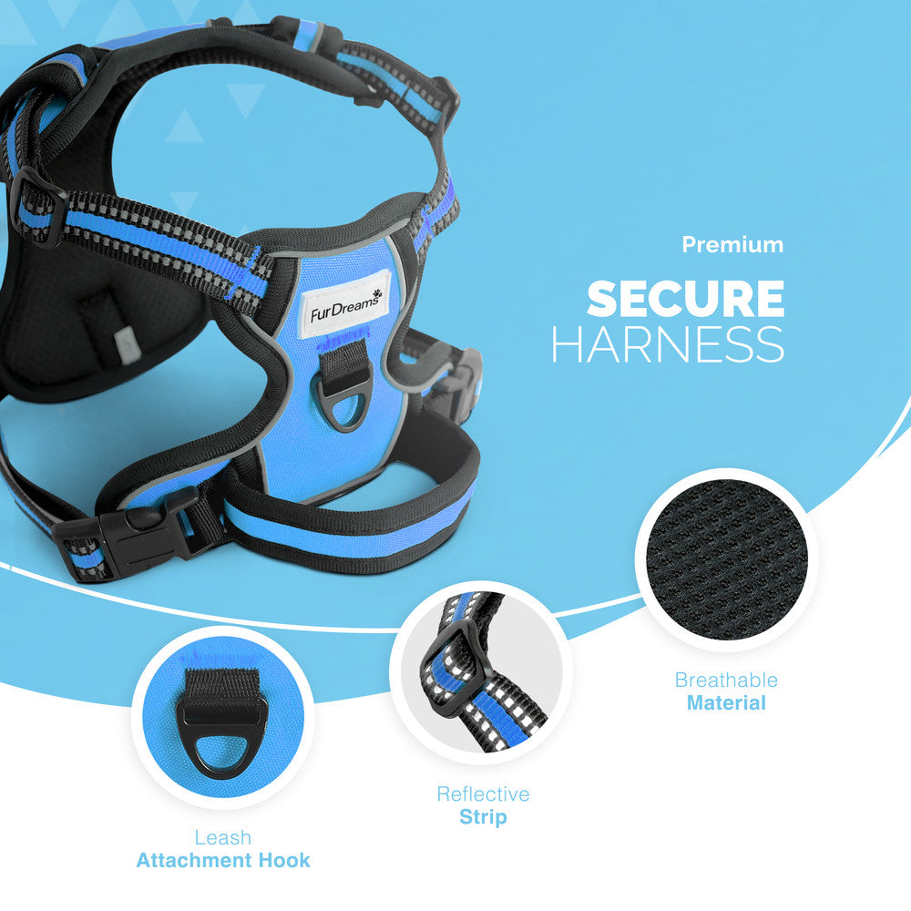 FurDreams Secure Padded Dog Harness – Comfortable No-Choke Vest with Reflective Strips, Non-Restrictive Fit, 4 Adjustable Straps, and Easy Clip-On Design – image 17