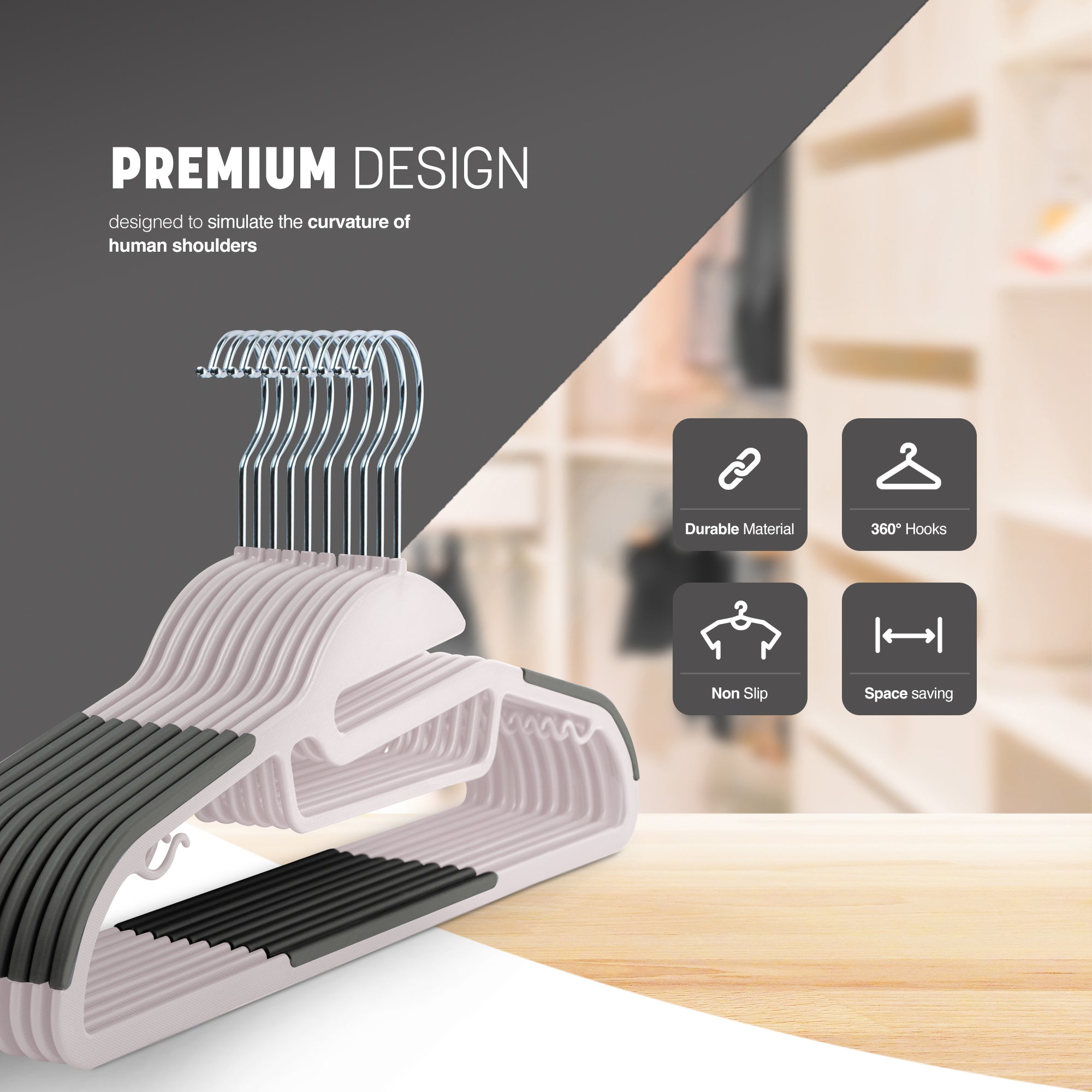 Slimline Non-Slip Clothes Hangers