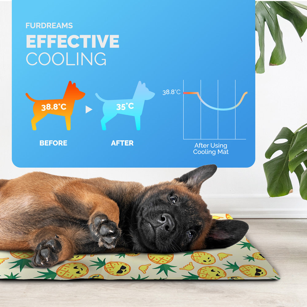 FurDreams Pineapple Pet Cooling Mat – Waterproof Gel Pillow Pad for Dogs and Cats, 75x120cm – Prevent Overheating and Keep Cool During Summer Rest