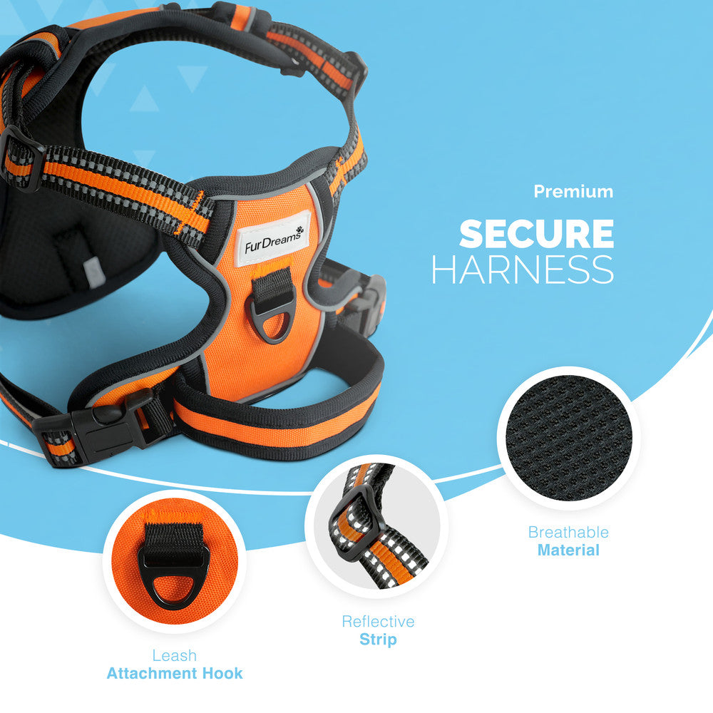 FurDreams Secure Padded Dog Harness – Comfortable No-Choke Vest with Reflective Strips, Non-Restrictive Fit, 4 Adjustable Straps, and Easy Clip-On Design – image 29