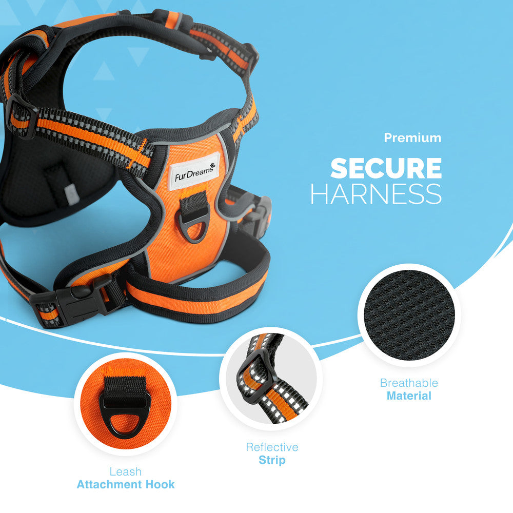 FurDreams Secure Padded Dog Harness – Comfortable No-Choke Vest with Reflective Strips, Non-Restrictive Fit, 4 Adjustable Straps, and Easy Clip-On Design – image 28