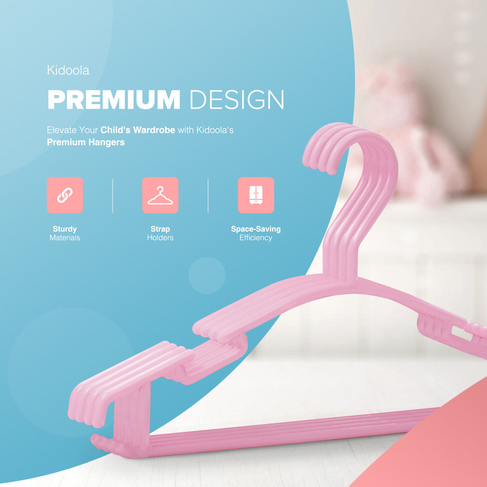 Kidoola 36 Pack Plastic Baby Hangers, Nonslip Nursery Coat Hangers, Space Saving Tubular Hangers, More Storage for Kids Children Clothes Dresses Unisex (27x15cm)