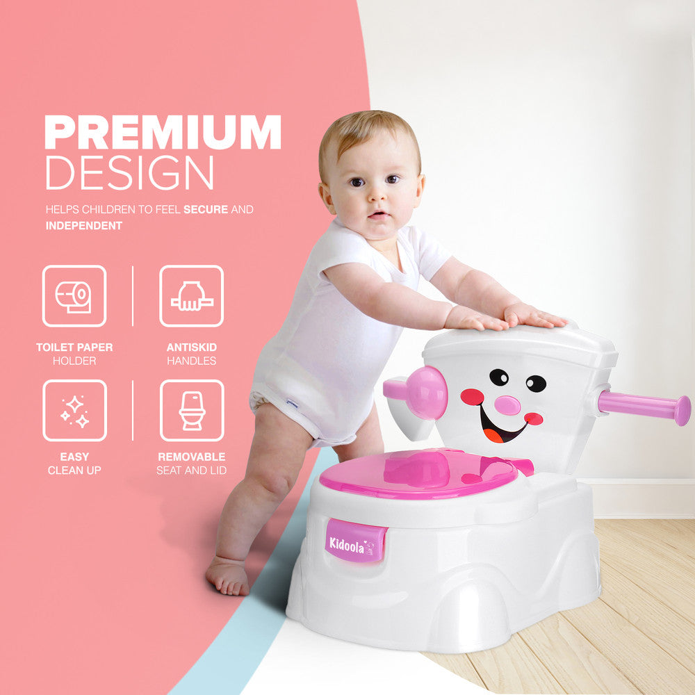 KIDOOLA Pink Potty Training Toilet Seat - Splash Guard & Portable Design for Easy Travel | Fun & Functional Potty Seat for Kids 6 Months to 5 Years – image 3
