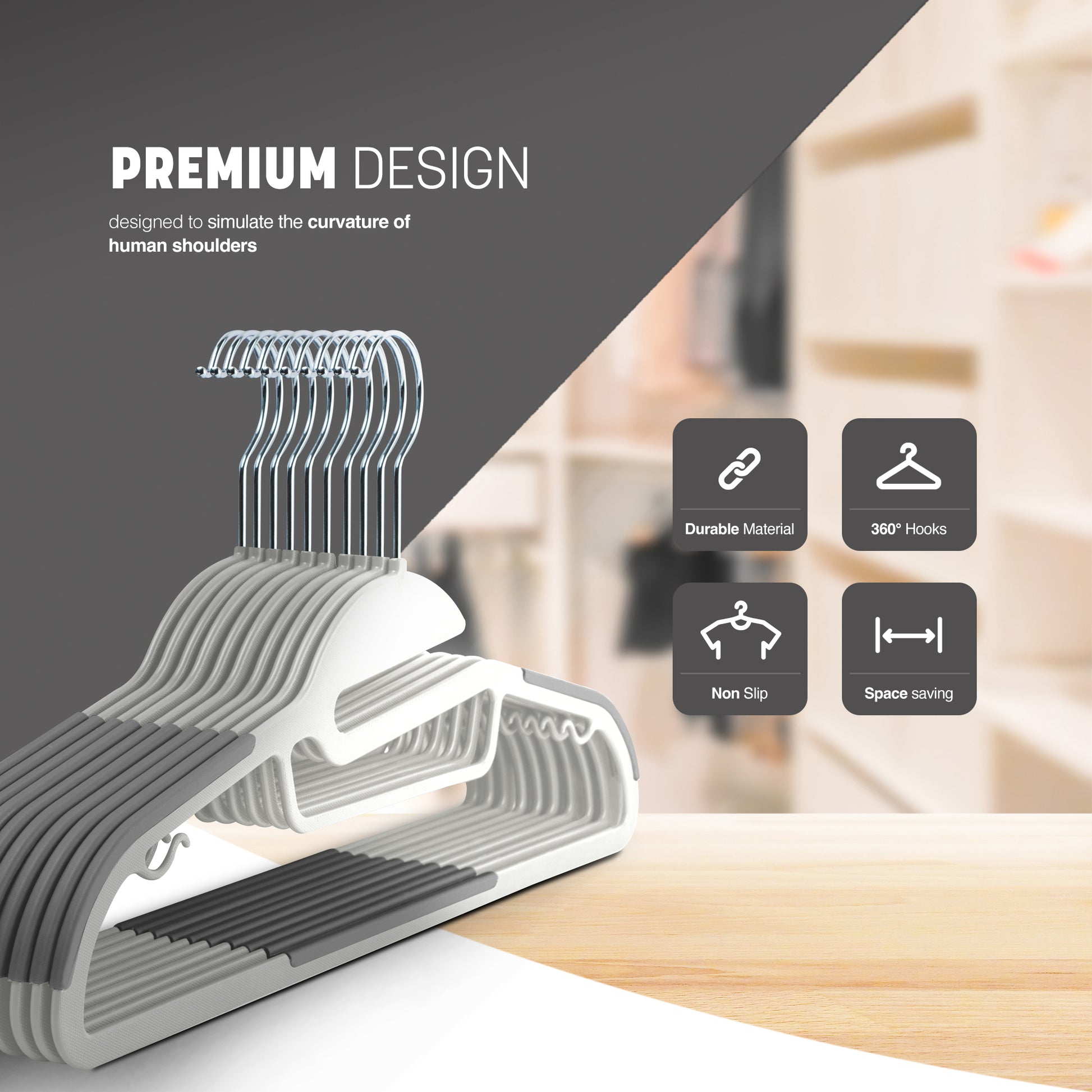 Slimline Non-Slip Clothes Hangers