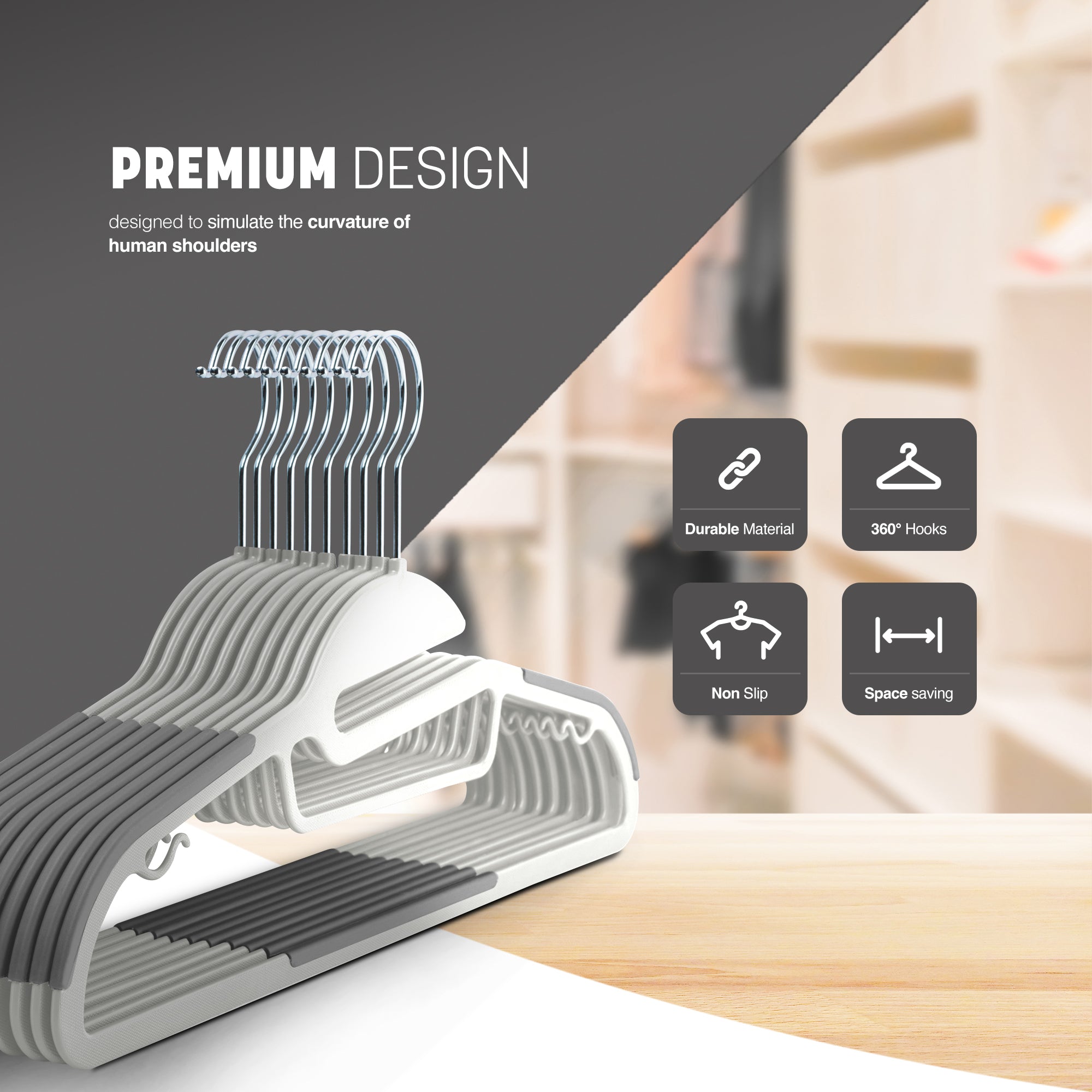 Slimline Non-Slip Clothes Hangers