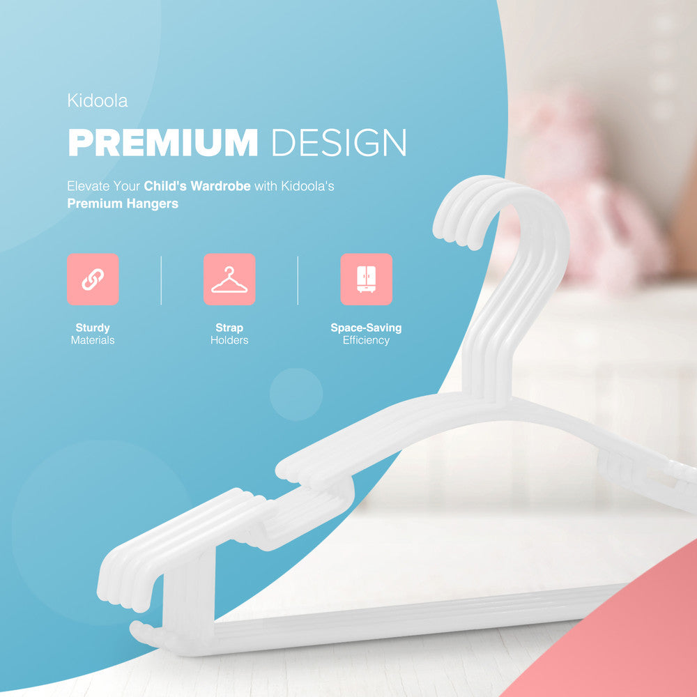 Kidoola 36 Pack Plastic Baby Hangers, Nonslip Nursery Coat Hangers, Space Saving Tubular Hangers, More Storage for Kids Children Clothes Dresses Unisex (27x15cm)