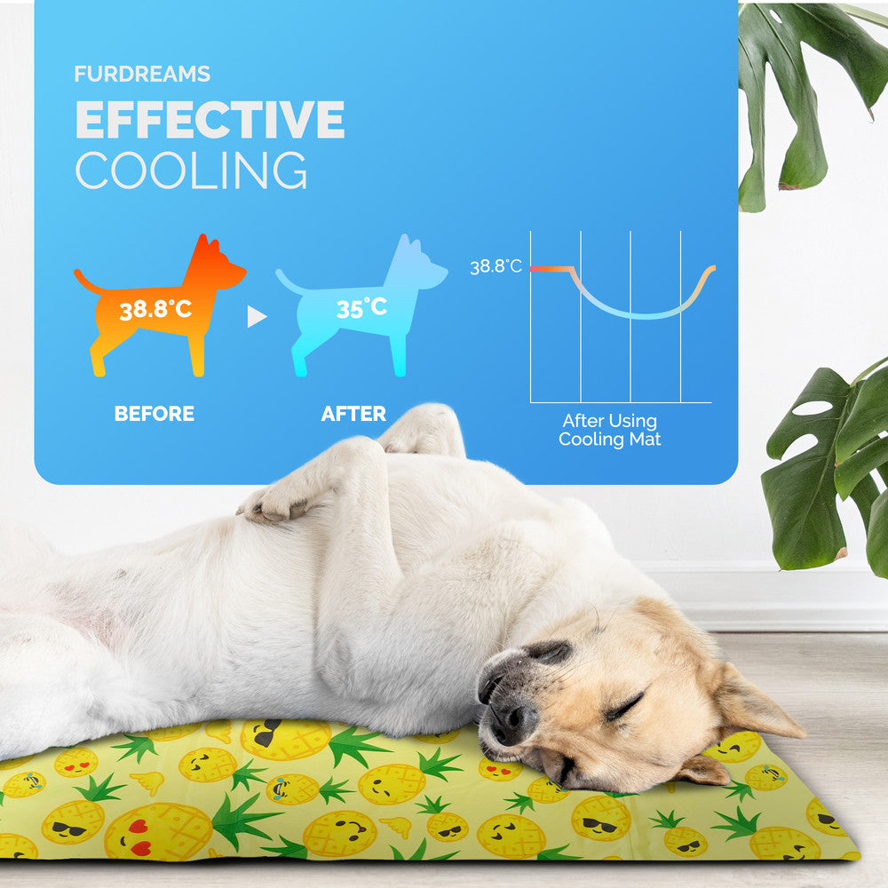 FurDreams Pineapple Pet Cooling Mat – Waterproof Gel Pillow Pad for Dogs and Cats, 75x120cm – Prevent Overheating and Keep Cool During Summer Rest