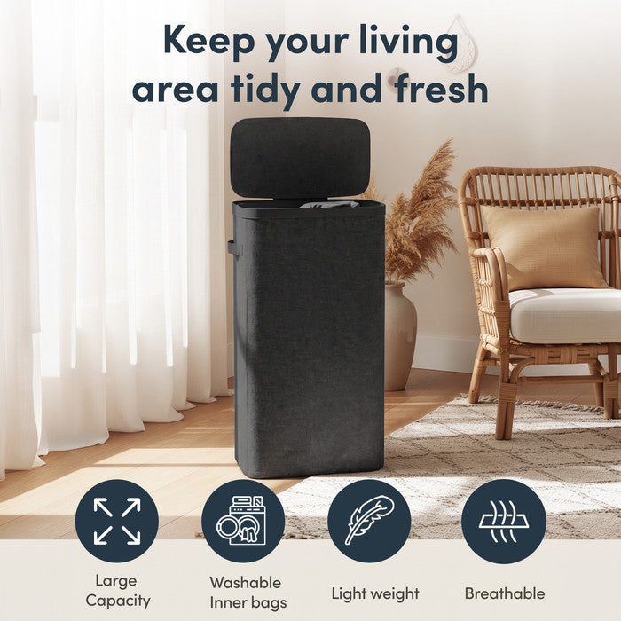 Collapsible Laundry Basket with Lid & Removable Liner