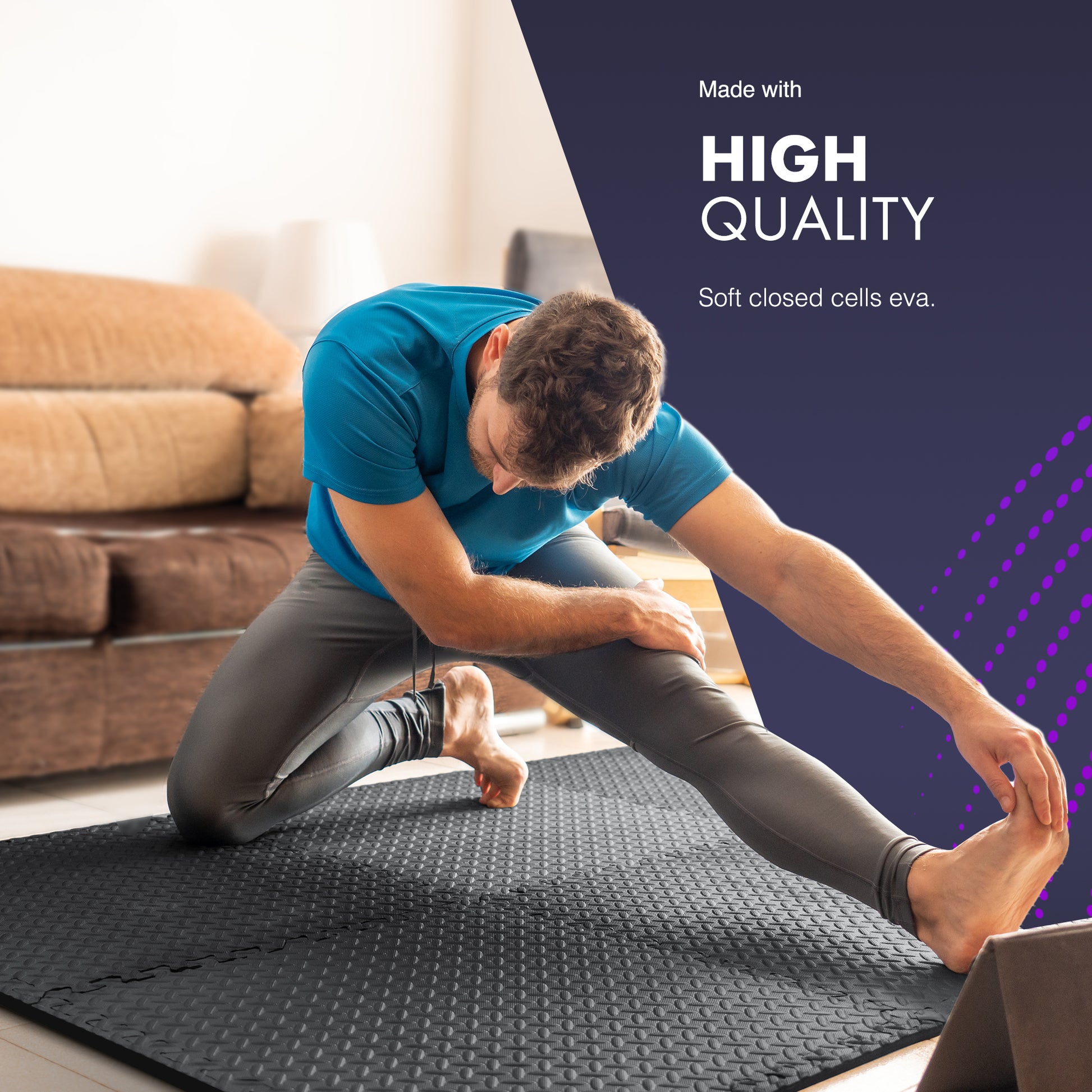Top-Selling KAYMAN Interlocking Gym Floor Mats – Nonslip EVA Foam Exercise Tiles for Home Workouts, Studio, Weights, Yoga (60x60cm)