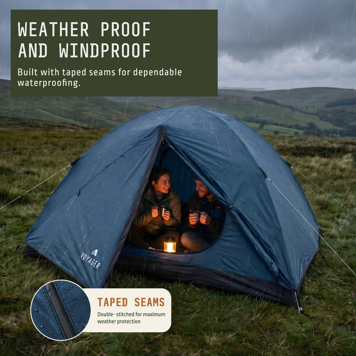 Waterproof 3 man tent in rain with taped seams, windproof camping tent UK