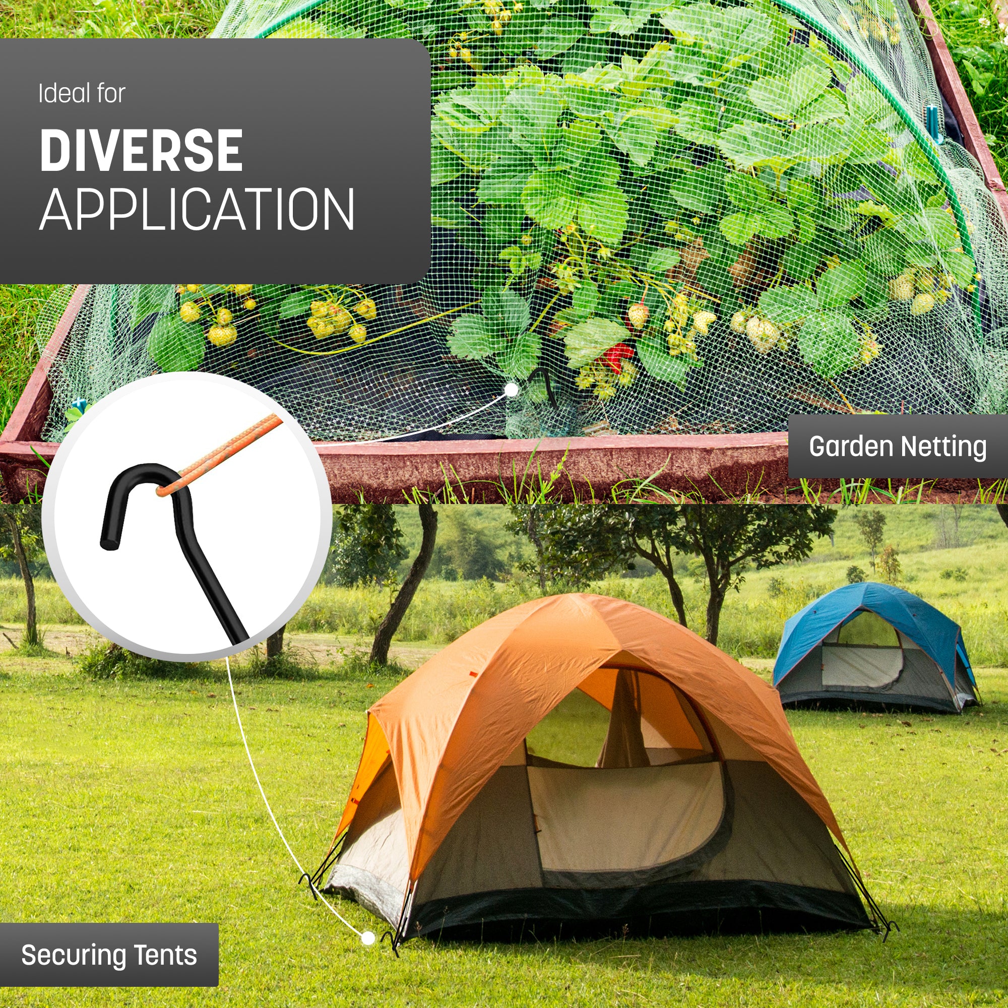 Rust Free Steel Tent Pegs - Weather-Resistant Camping & Outdoor Hooks