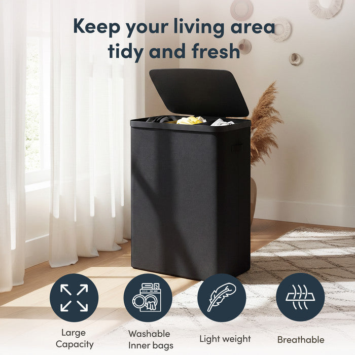 Collapsible Laundry Basket with Lid & Removable Liner