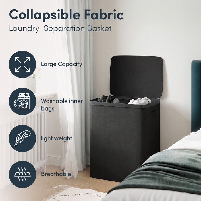 Collapsible Laundry Basket with Lid & Removable Liner