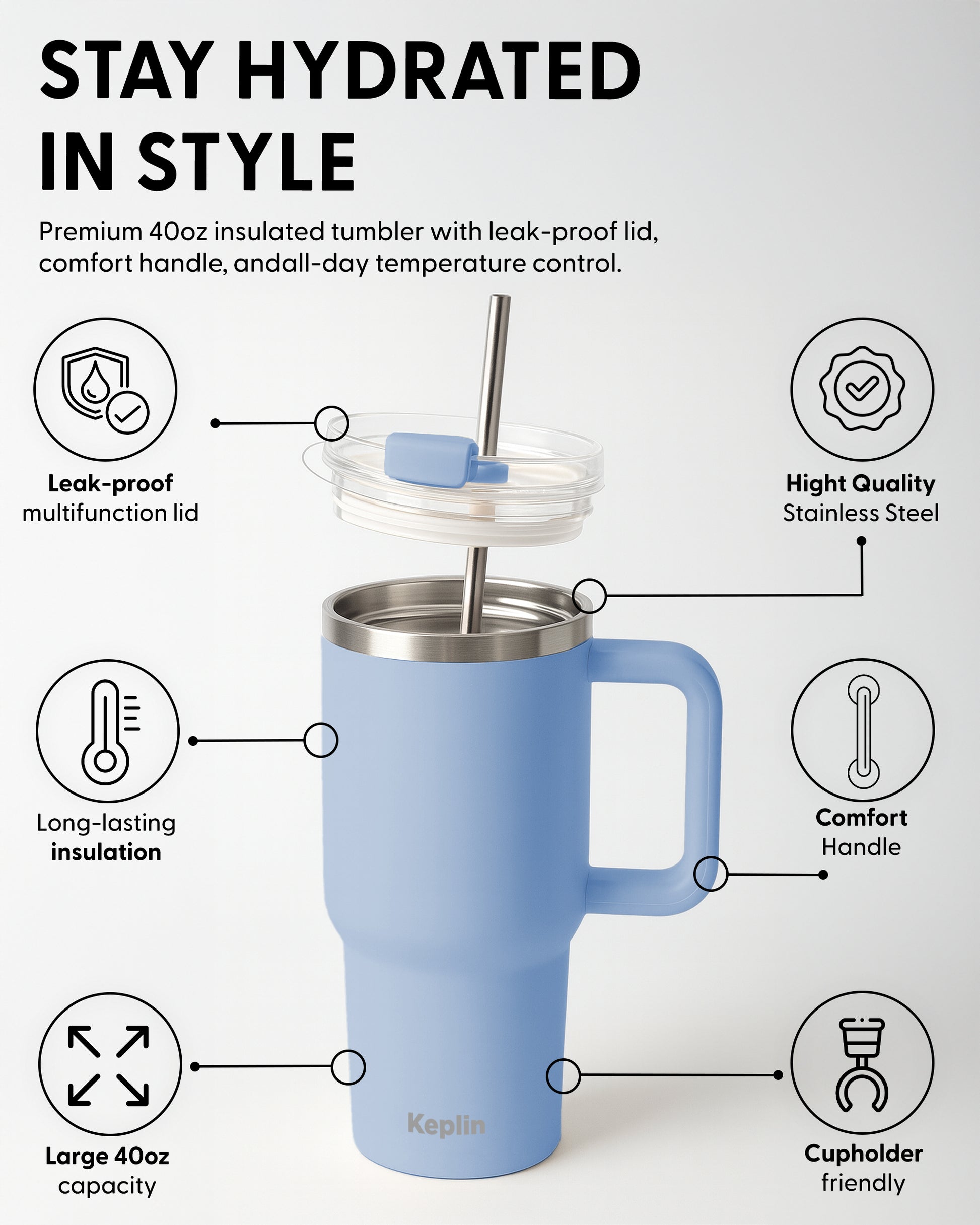 Stainless Steel Vacuum Insulated Tumbler 40 oz – image 23