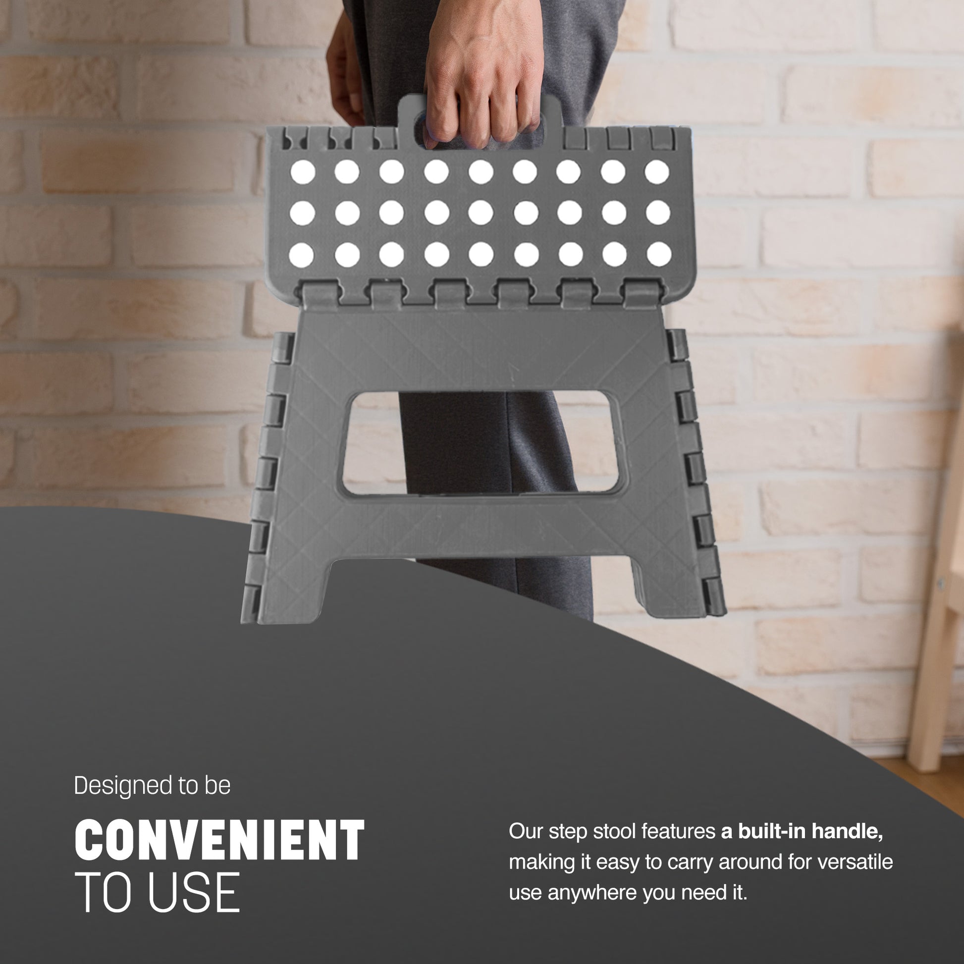 Brown folding step stool 150kg capacity – heavy duty safe kitchen