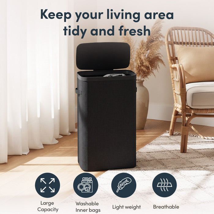 Collapsible Laundry Basket with Lid & Removable Liner