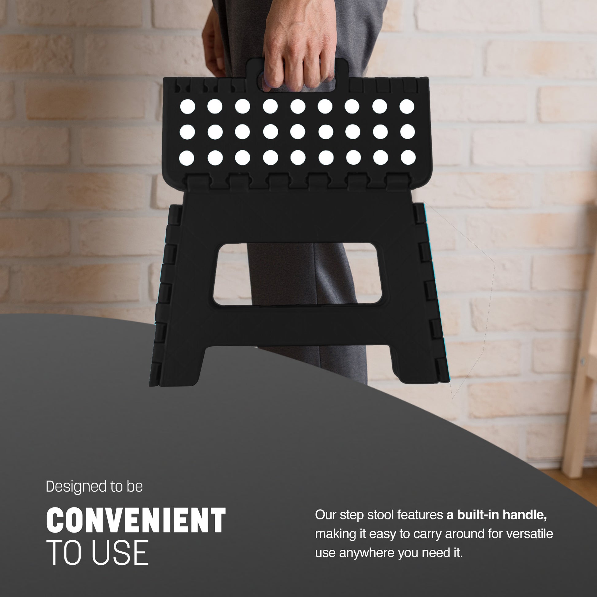 Silver step stool compact folded – slim portable lightweight design