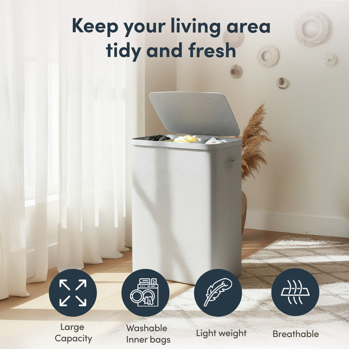 Collapsible Laundry Basket with Lid & Removable Liner