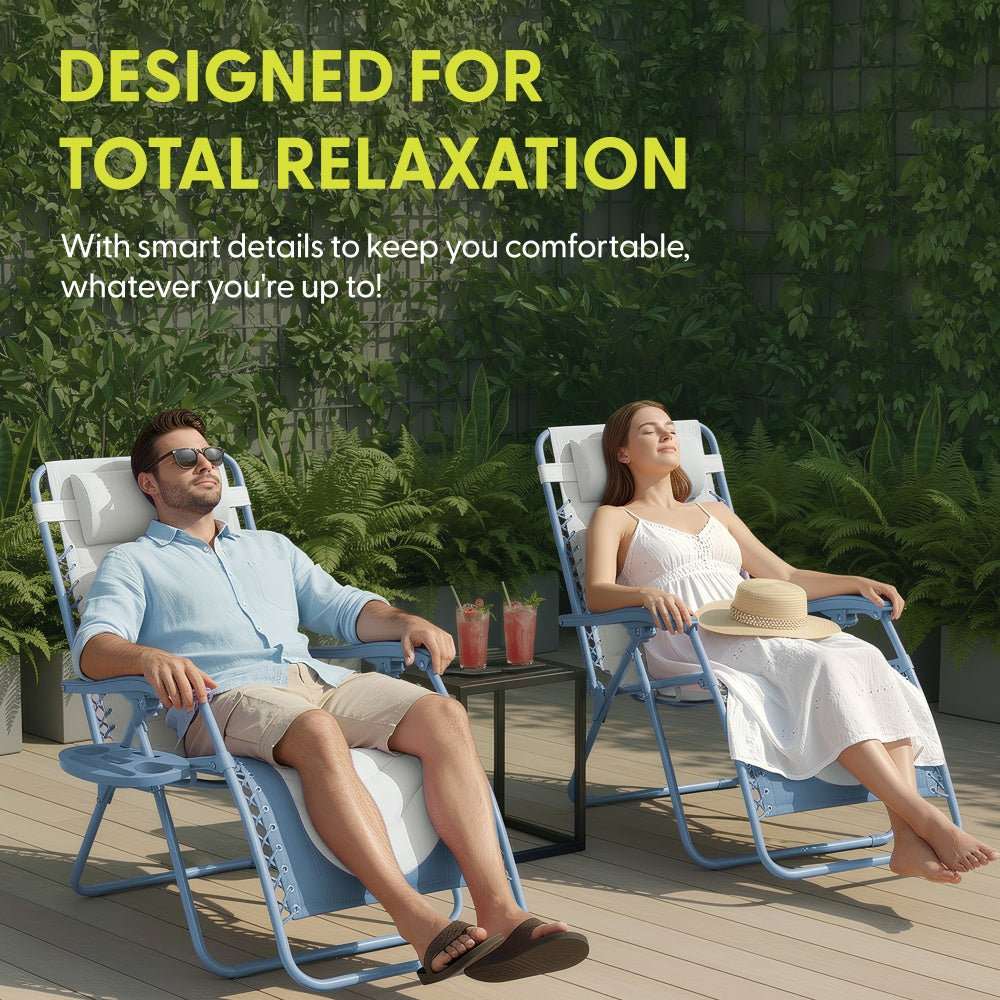 Blue XXL Zero Gravity Chair Reclining Positions