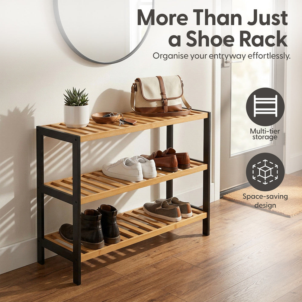 Bamboo Shoe Rack - 3 Tier – image 12