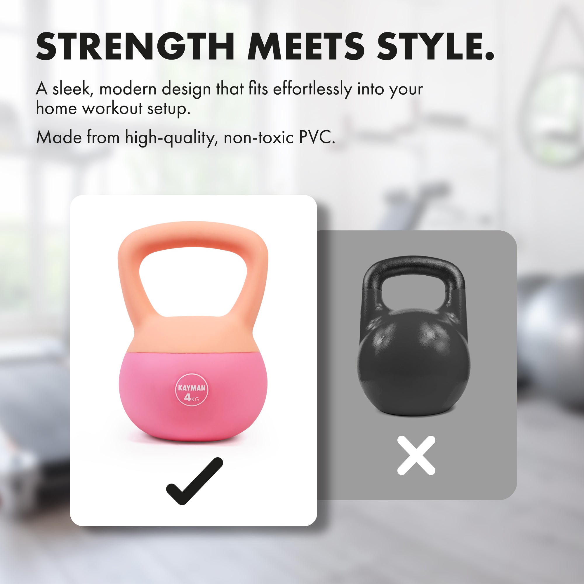 KAYMAN Soft Kettlebell for Home Gym – PVC Coated Weight – Floor Safe Flat Base – Ergonomic Non-Slip Handle – Strength Training, CrossFit, HIIT, Core Workout – Durable Fitness Equipment