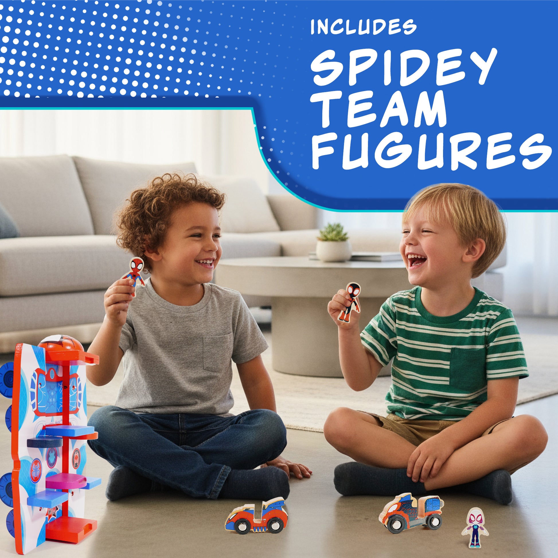 15-Piece Puzzle Road Mat for Kids Floor Play – Marvel Spidey Vehicle Toy Set