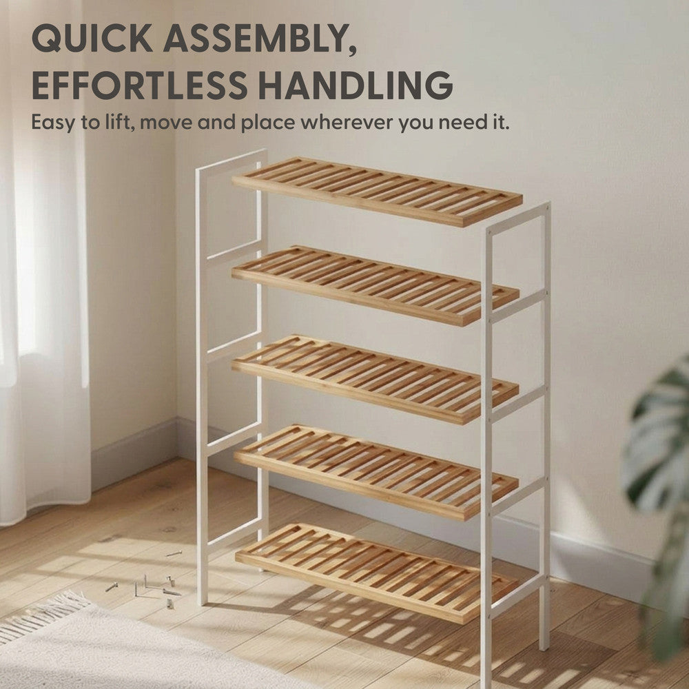 Bamboo Shoe Rack - 5 Tier – image 29