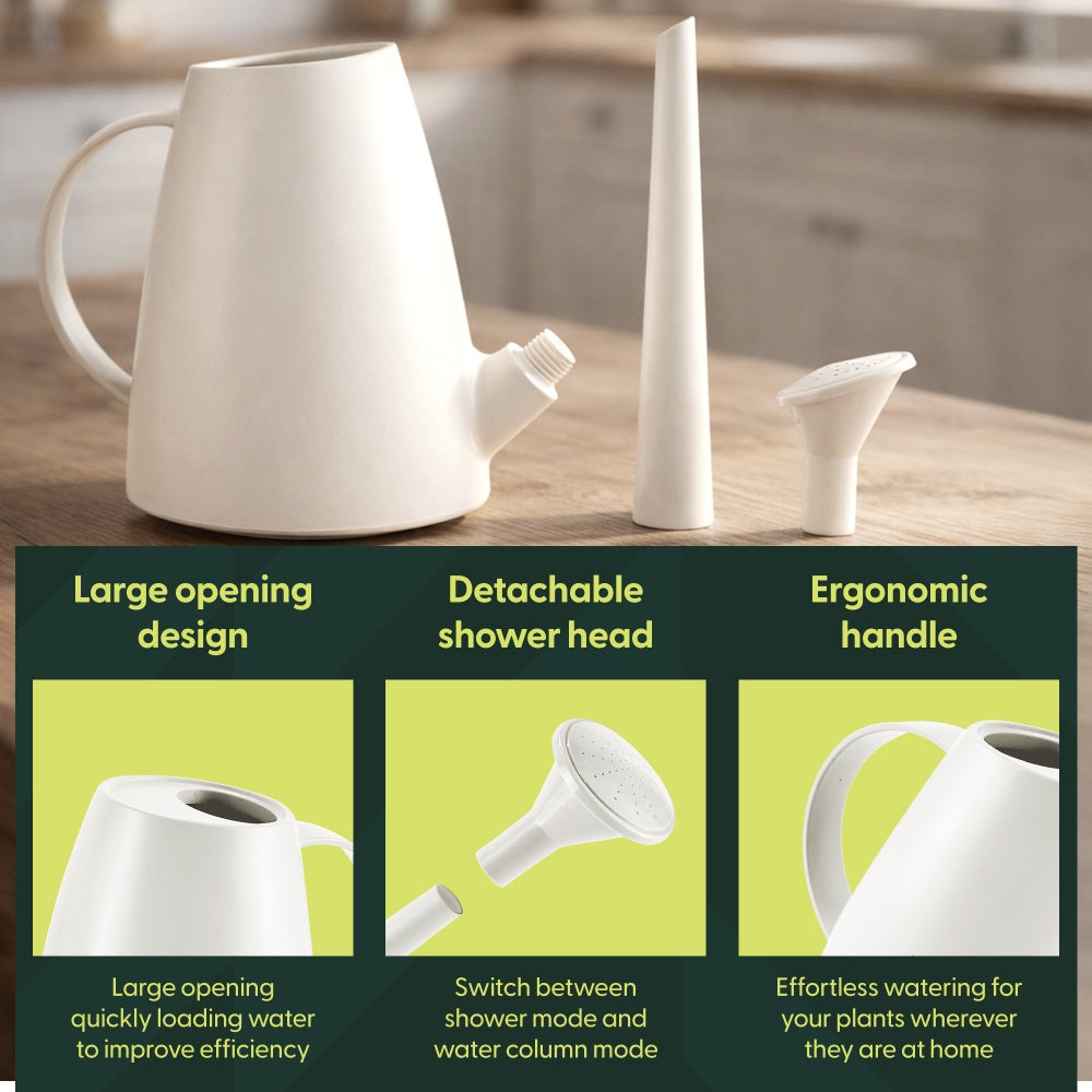 White Plastic Watering Can 1.8L Sprinkler Rose Compact UK