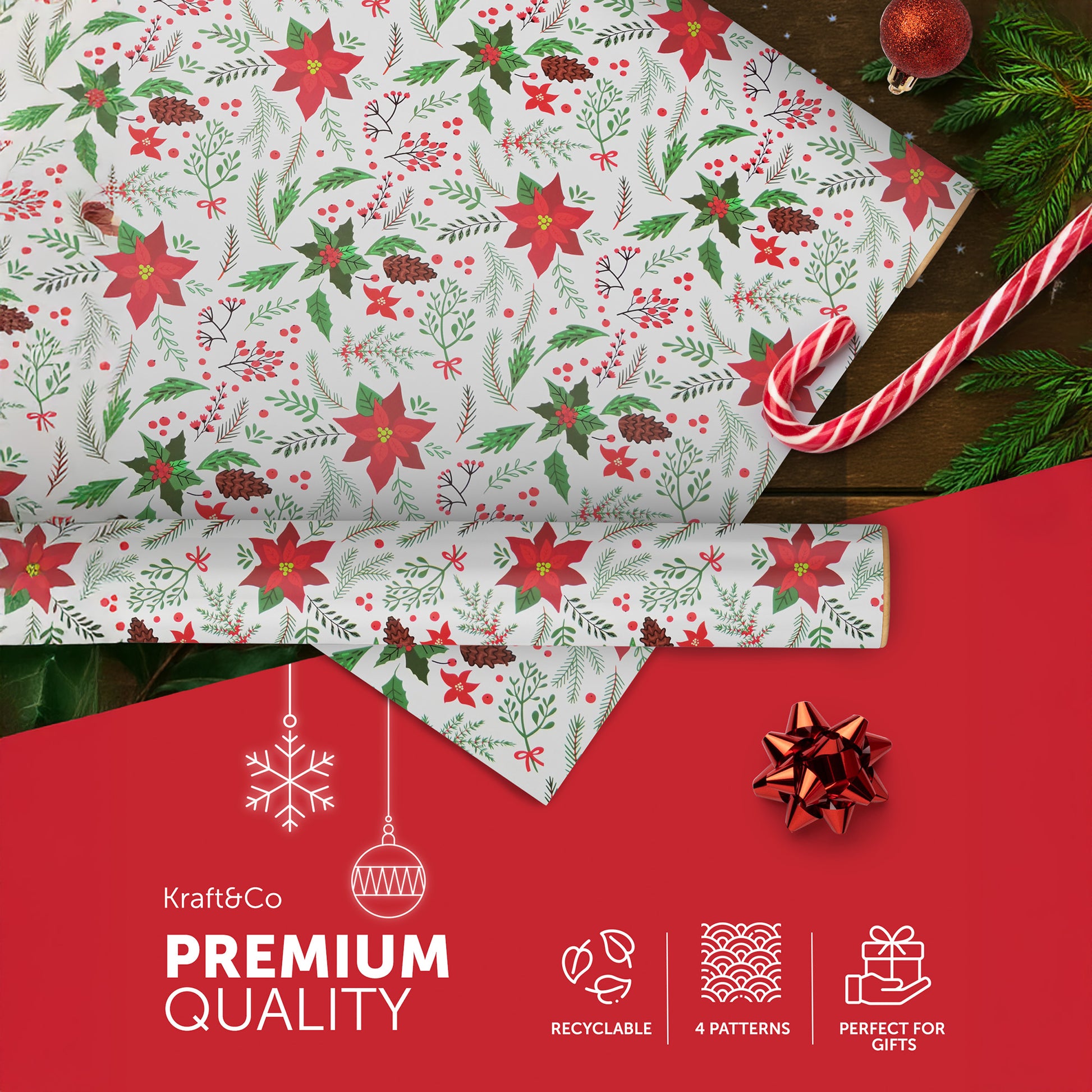 Kraft & Co 4 pack 69cm x 8M Gift Wrapping Paper Ideal for Gifts Arts & Crafts