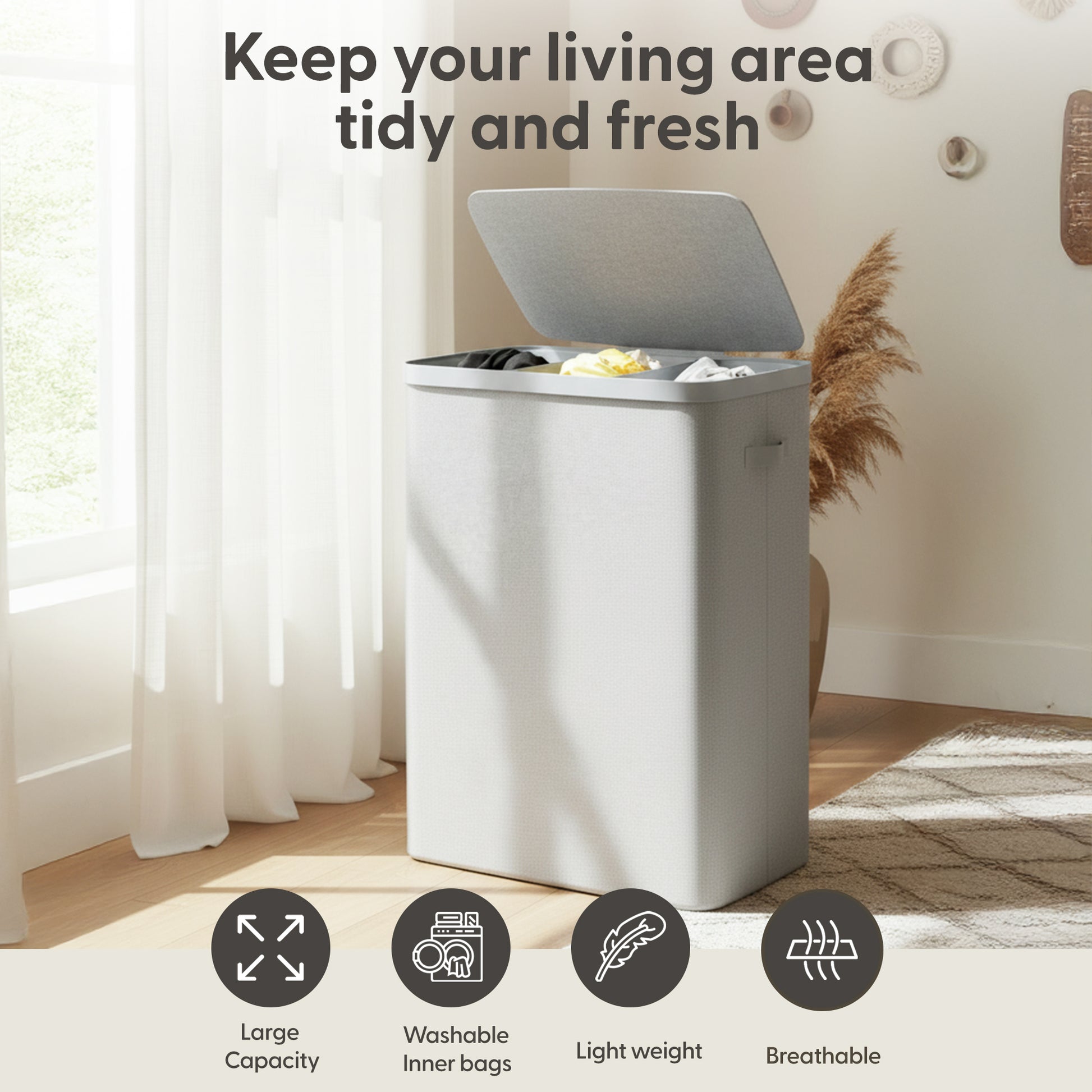 Collapsible Laundry Basket with Lid & Removable Liner – image 25