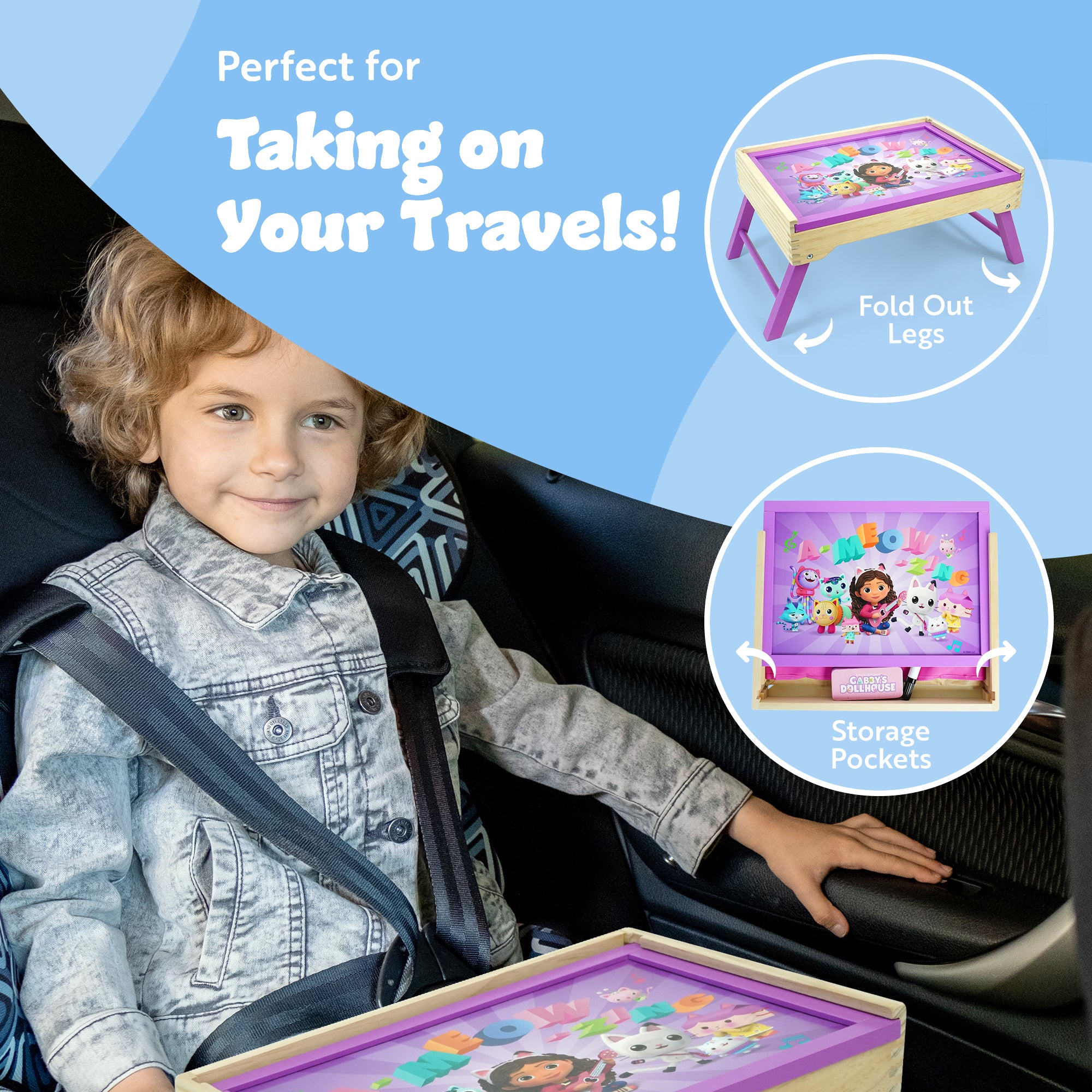 Gabby’s Dollhouse – 2-in-1 Creation Station & Lap Desk – Magnetic Whiteboard & Activity Set – Includes Erasable Marker, Magnets & Activity Sheets – Kids' Art & Learning Desk for Creative Play