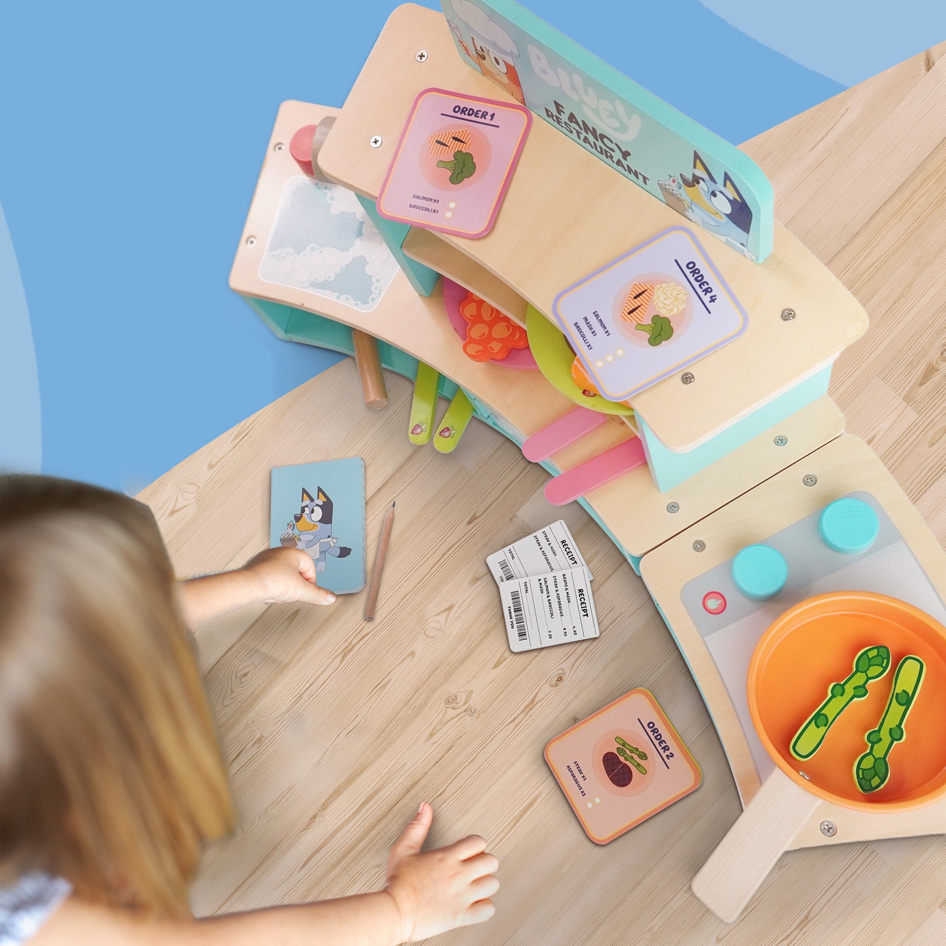 Bluey tabletop kitchen playset with hob and interactive features – compact wooden toy for children ages 3+