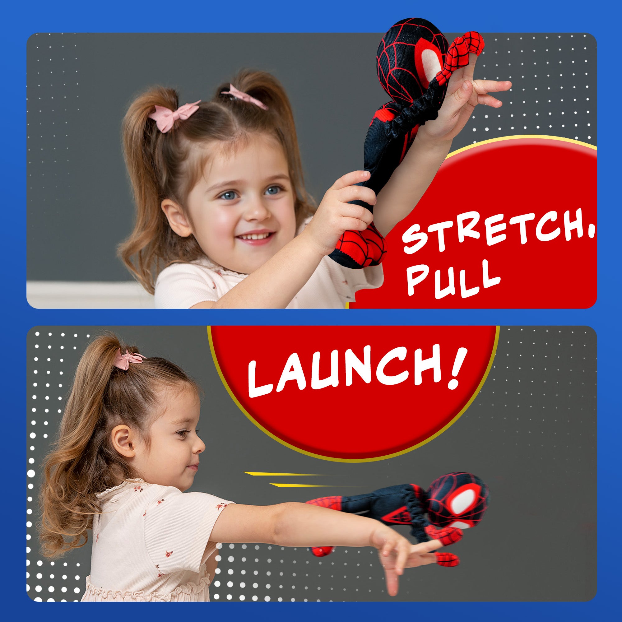 Marvel Spidey and His Amazing Friends – Slingshot Plush Spider-Man, Slingshot Ghost & Slingshot Spin Toy with Sound– Stretchable Arms for Launch Action – Soft & Durable Superhero Plush for Kids Toys for Boys & Girls