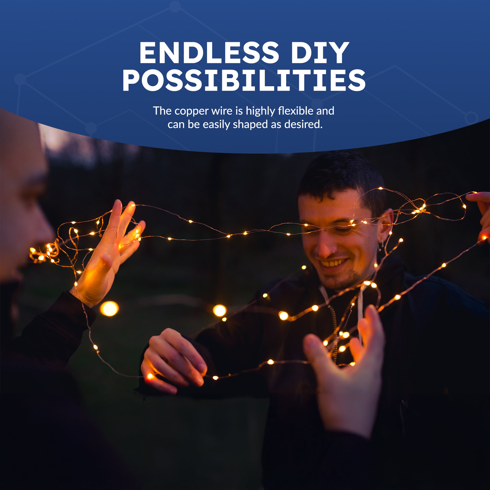 Desiretech - LED Battery-Powered Fairy Lights - Copper Wire String Lights - Waterproof Decorative LED for Indoor/Outdoor Use - Weddings, Christmas, Bedroom, Patio & Party