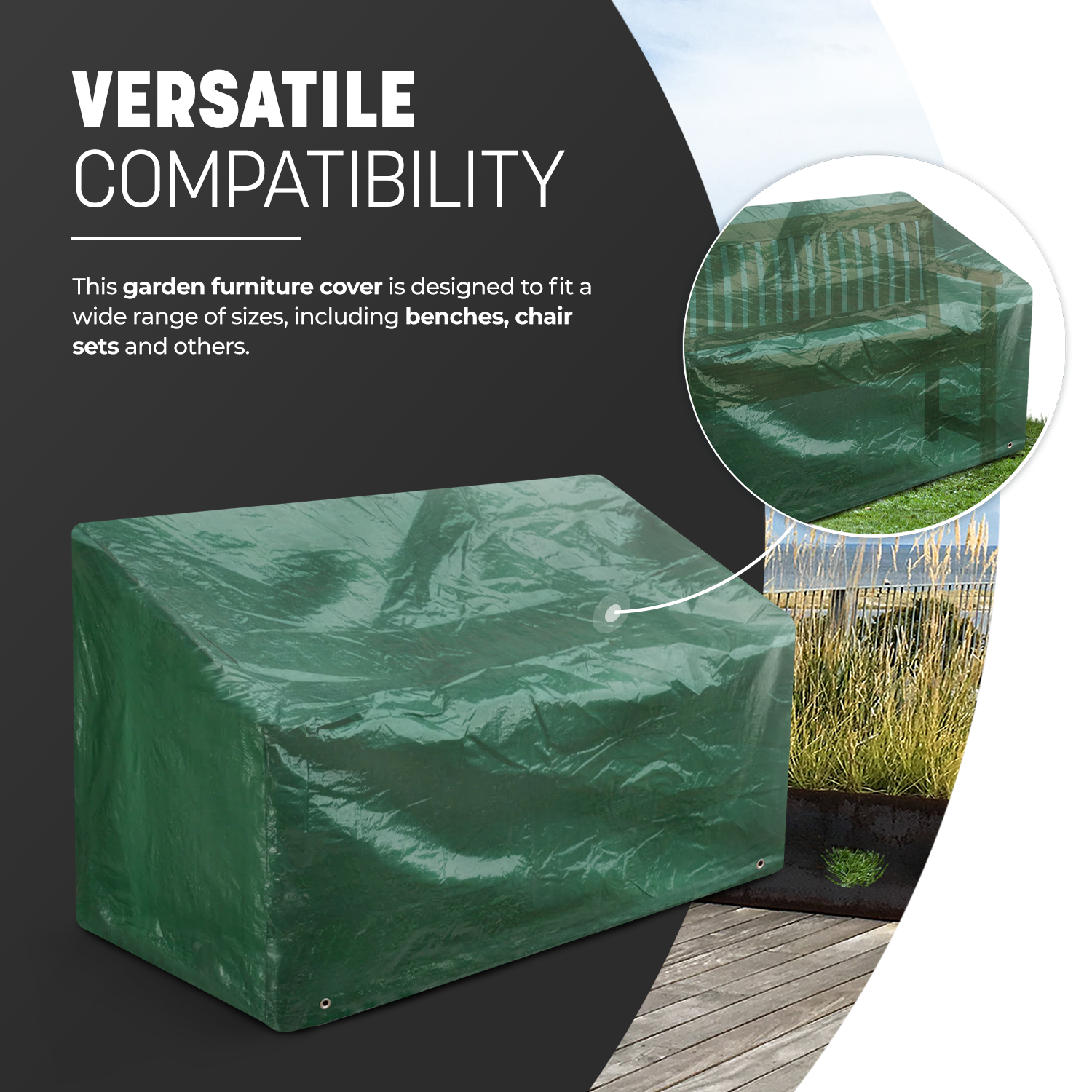 3 Seat Garden Bench Cover - Waterproof, Tear Resistant and UV Protection