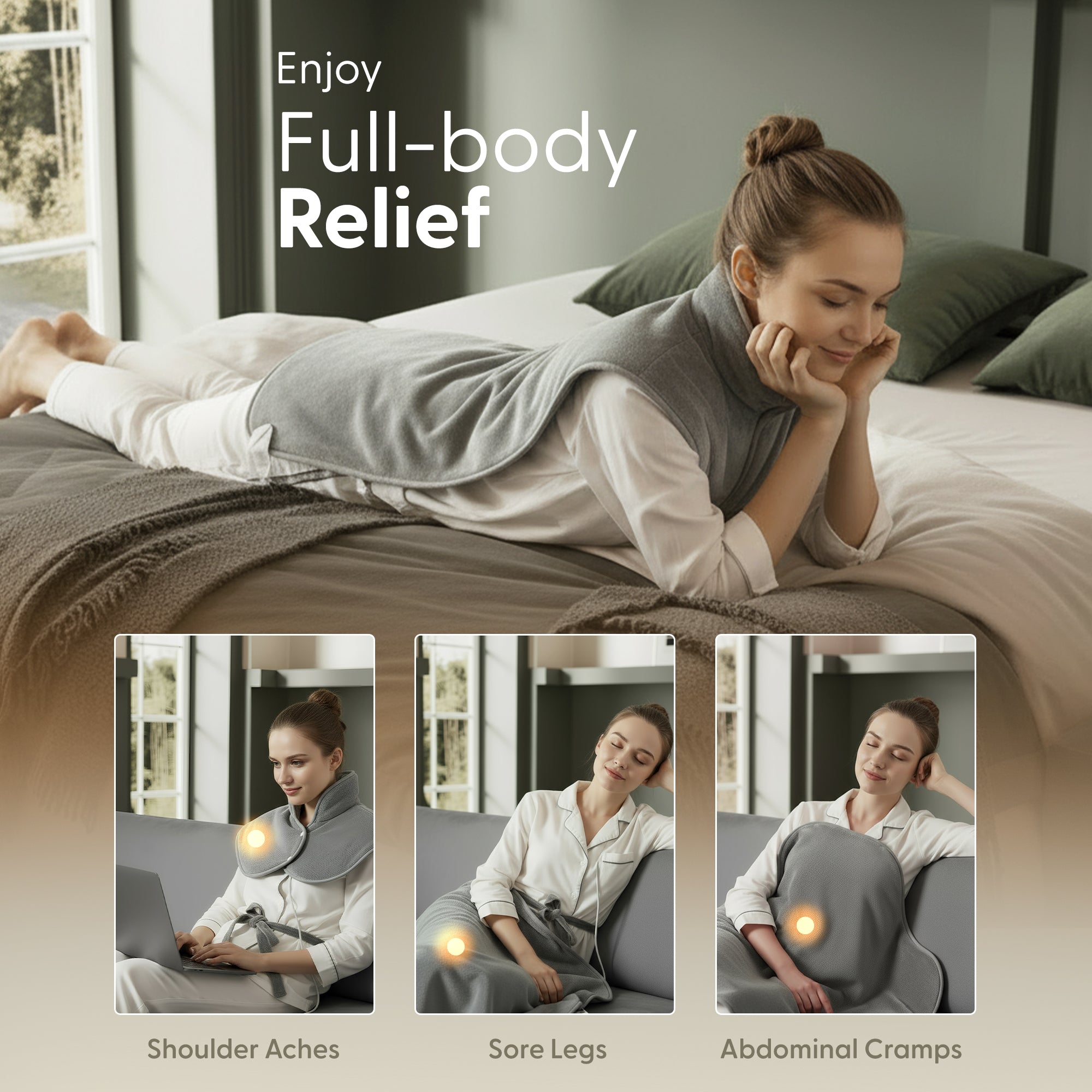 Electric Heating Pad 9 Temp Levels Auto Off