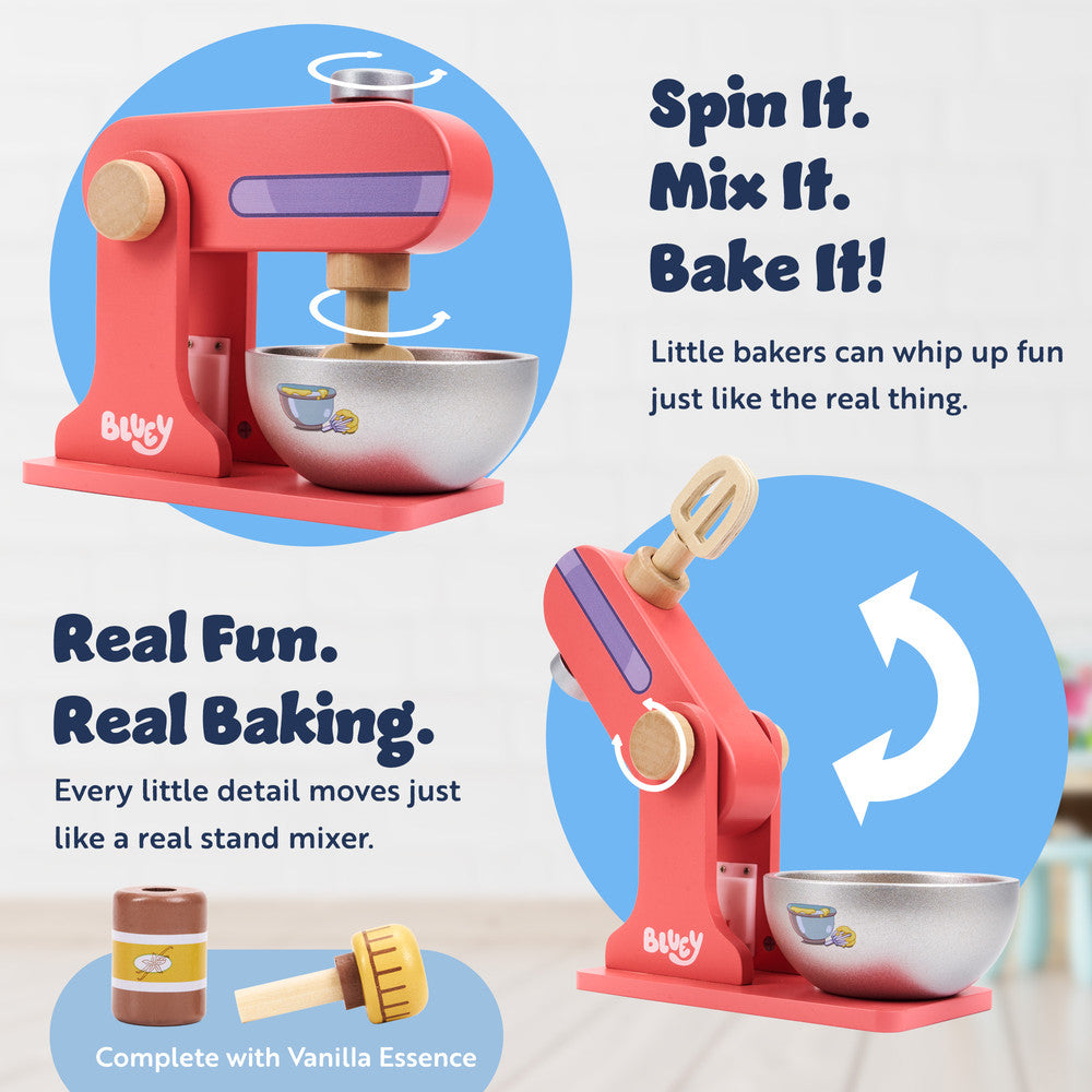 Bluey wooden baking set accessories – recipe book, spoon, frosting and apron