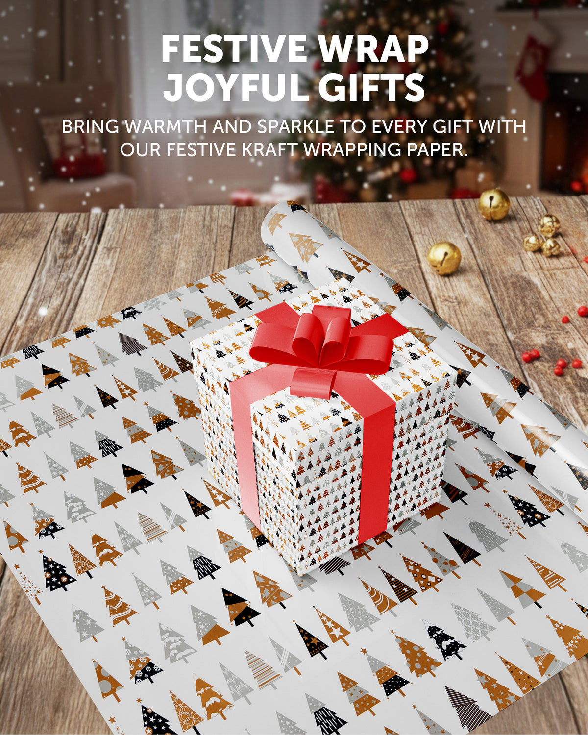 Kraft & Co Gift Wrapping Paper, 69cm x 8m, 4 Pack