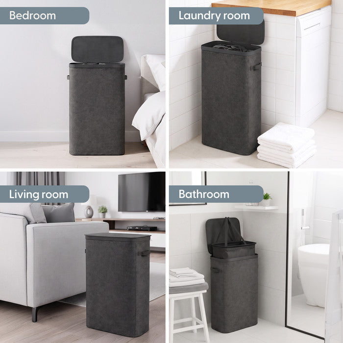 Collapsible Laundry Basket with Lid & Removable Liner