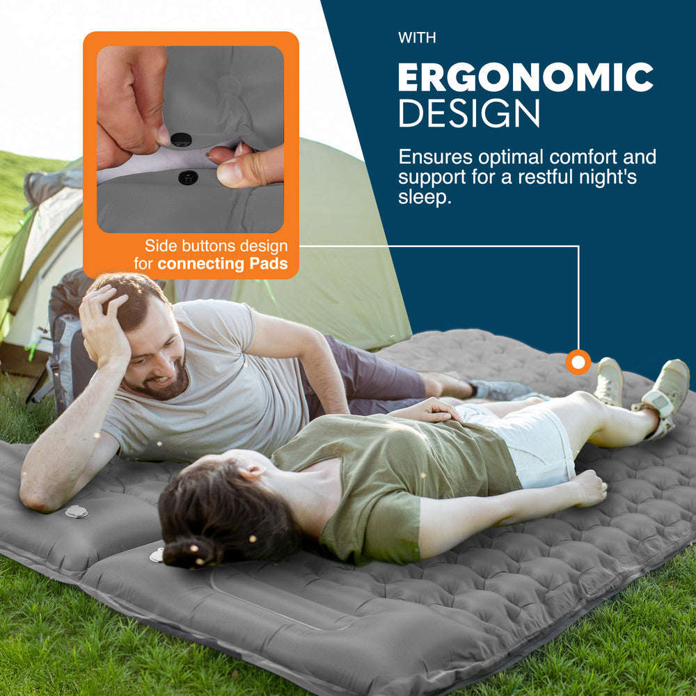 Grey single camping mat in carry bag – lightweight compact inflatable sleeping pad for hiking UK